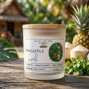 5oz Pineapple Swirl Scented Coconut Apricot Soy Wax Candle